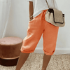 Pantaloncini harem in cotone e lino da donna, al ginocchio