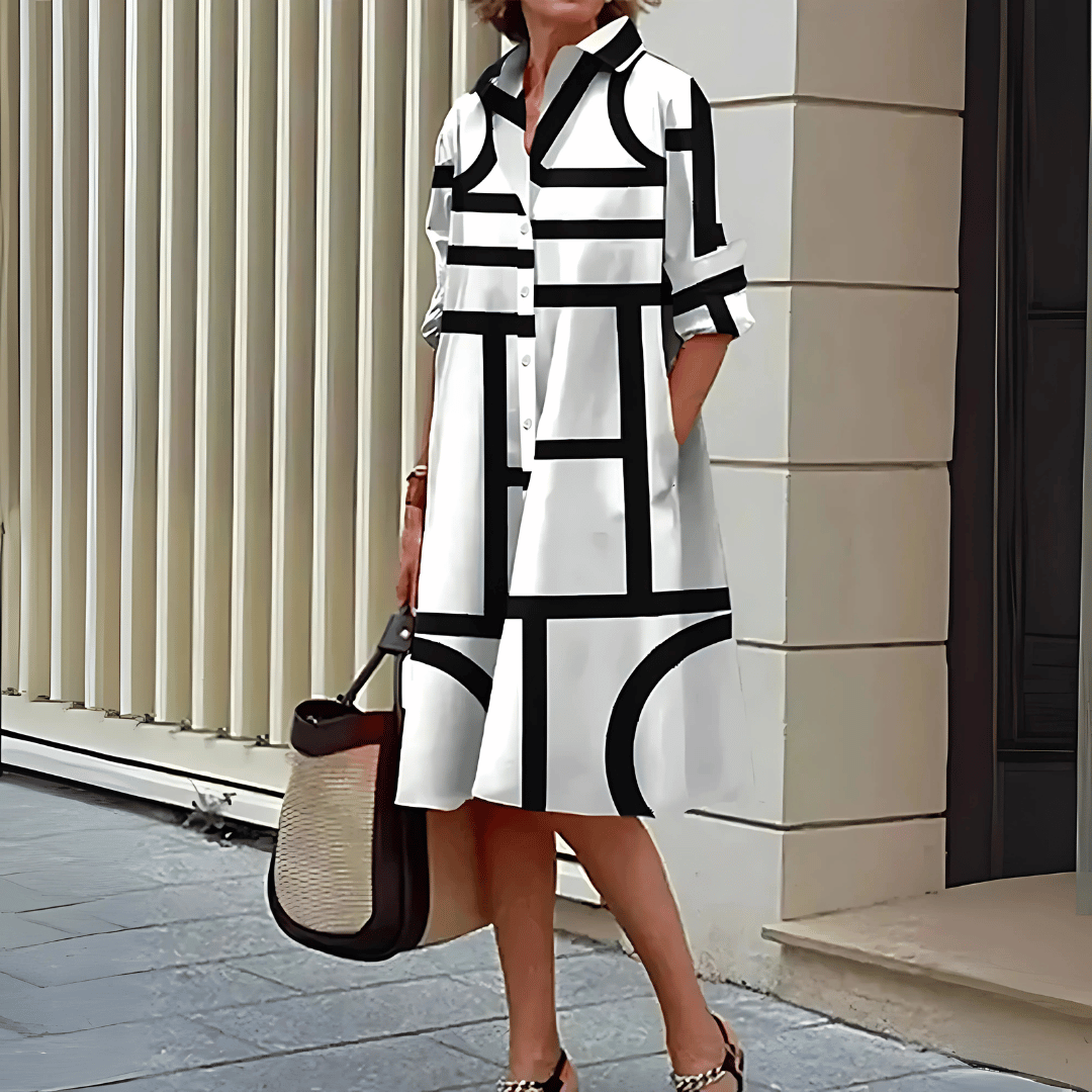 Abito camicia con stampa geometrica da donna