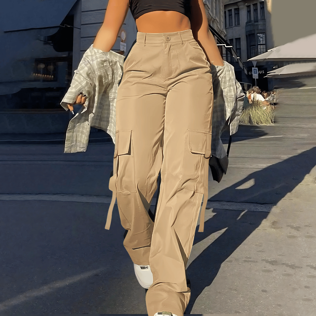 Pantaloni cargo a vita alta da donna