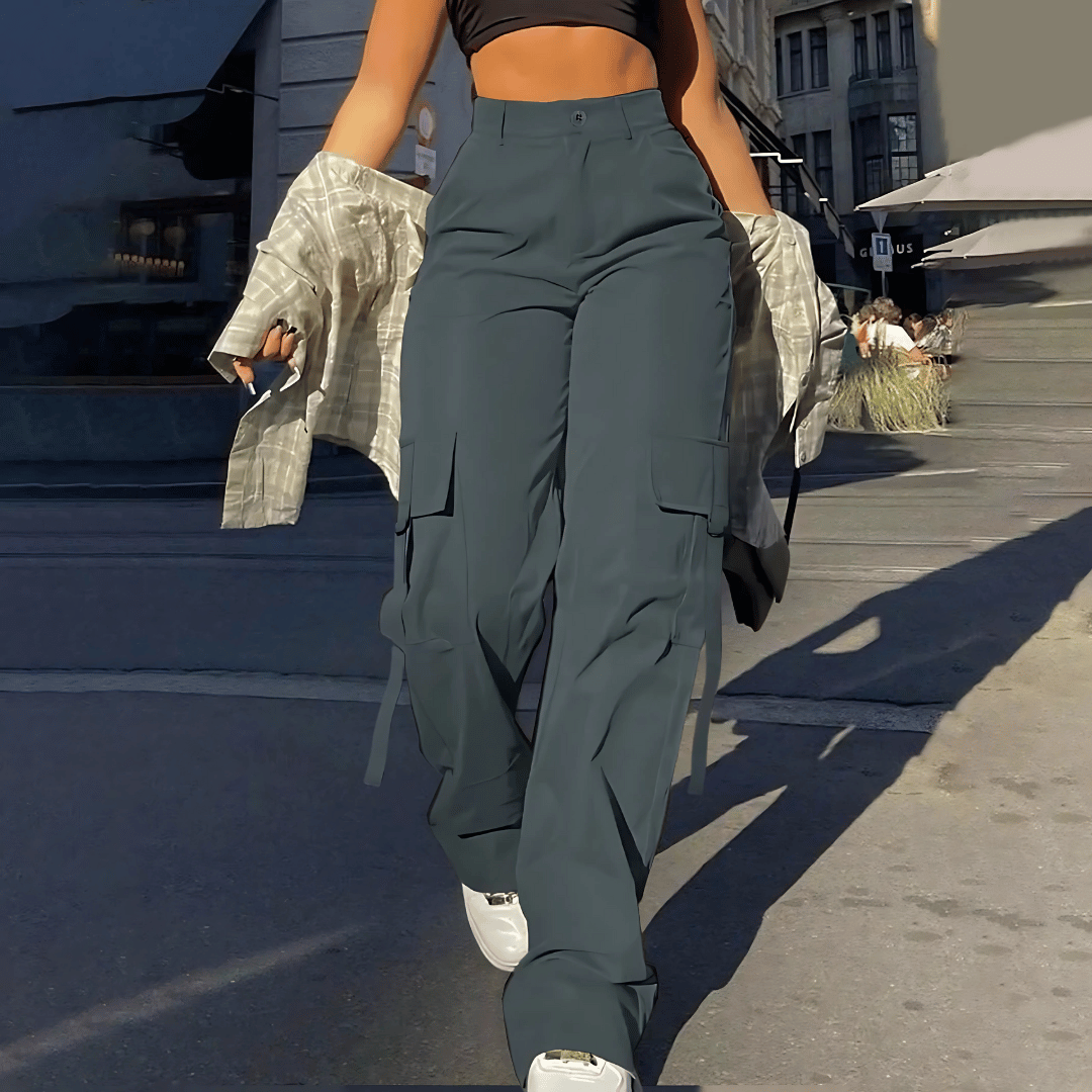 Pantaloni cargo a vita alta da donna