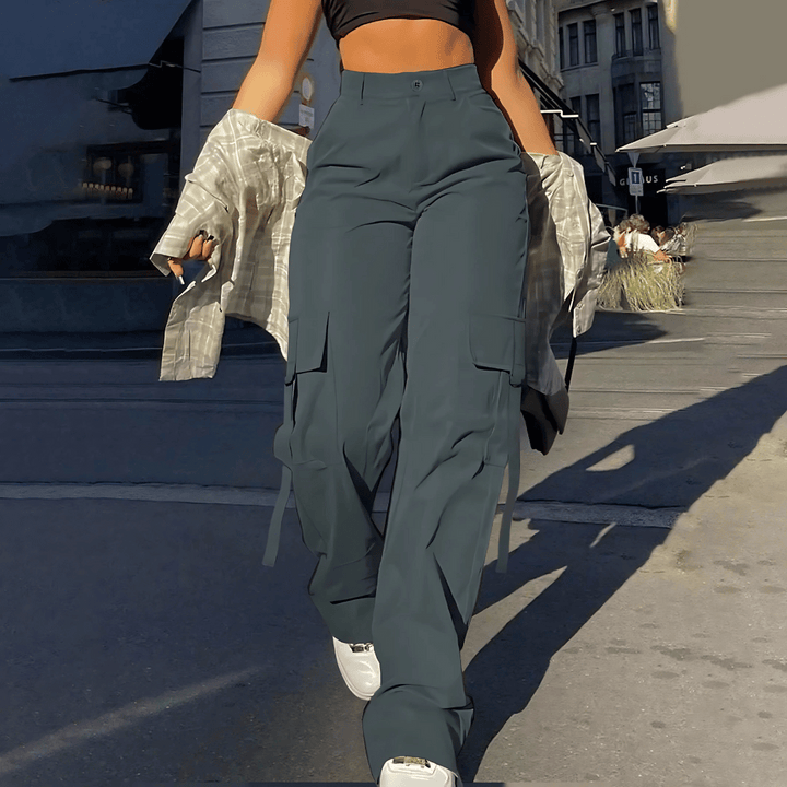 Pantaloni cargo a vita alta da donna