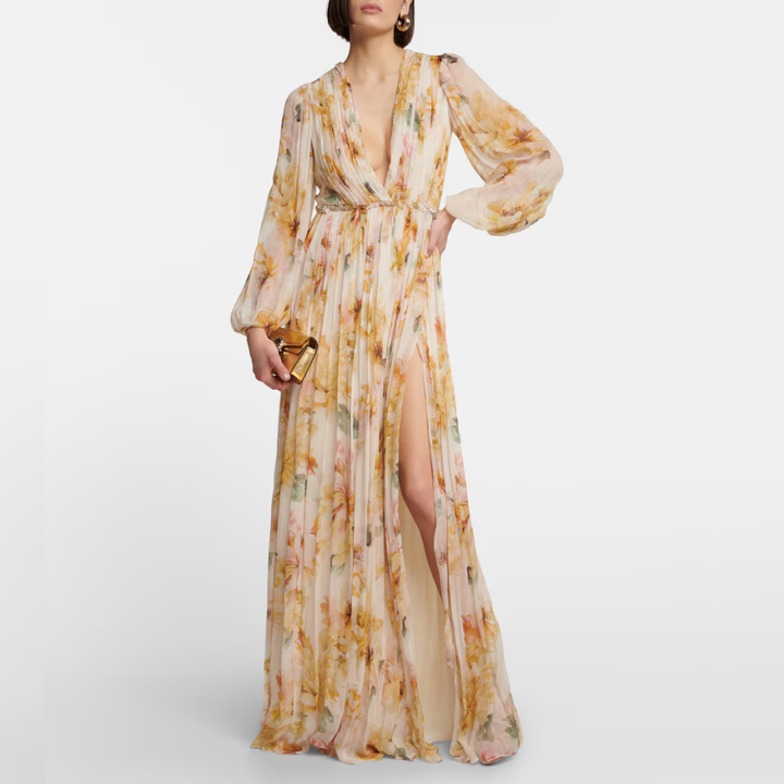 Elegante abito da ballo midi in lino e seta da donna