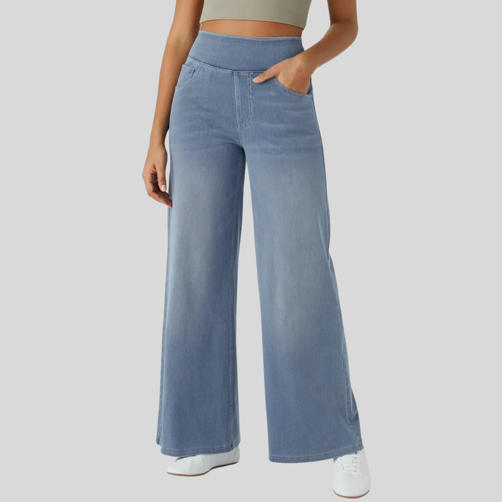 Pantaloni elastici a vita alta Evie