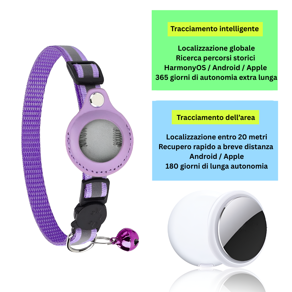 Collare GPS per gatti con design riflettente
