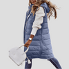 Gilet lungo con cappuccio da donna