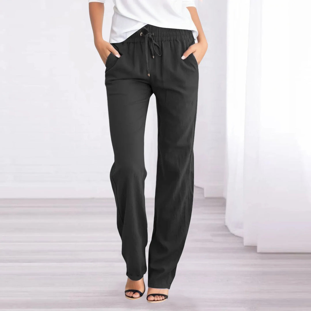 Pantaloni leggeri in cotone e lino da donna