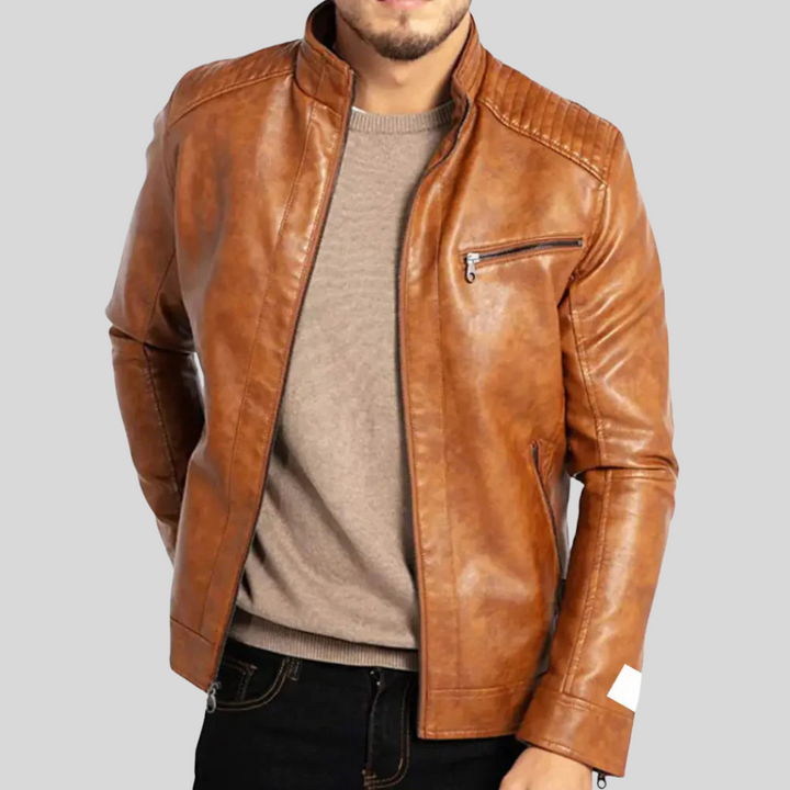 Giacca in pelle antivento da uomo