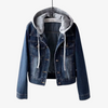 Kira - Giacca di Jeans Cropped con Cappuccio Rimovibile