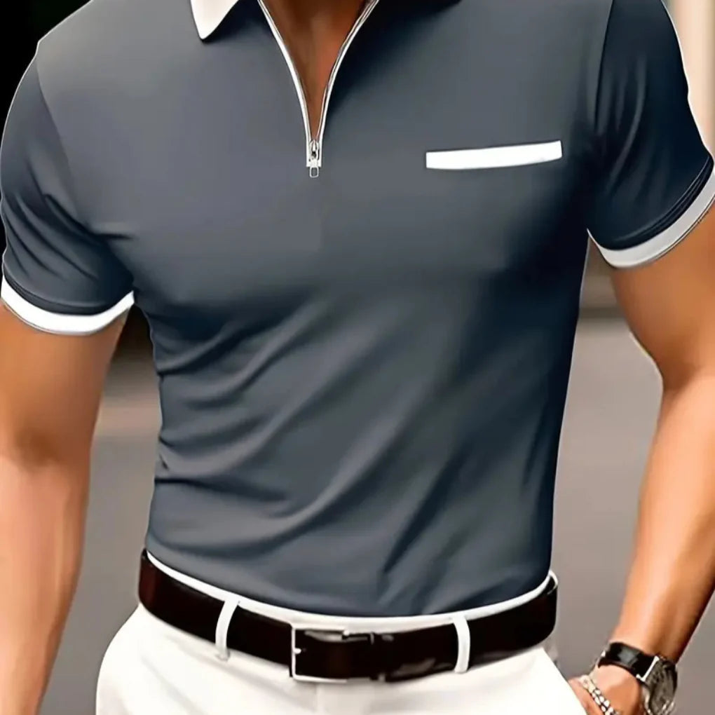 Maglietta da golf traspirante con scollo a V da uomo
