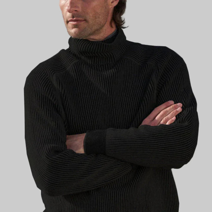 Maglione dolcevita da uomo elegante in maglia tinta unita