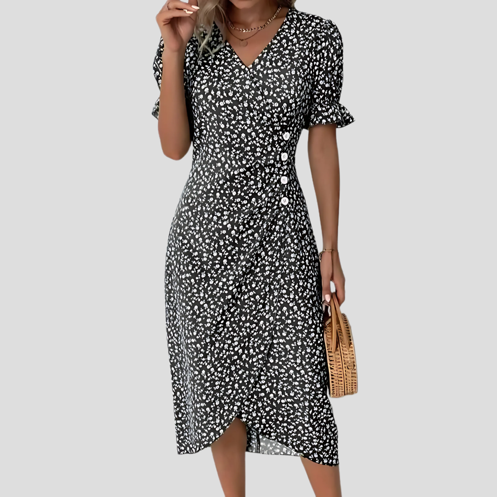Abito midi elegante a fiori da donna