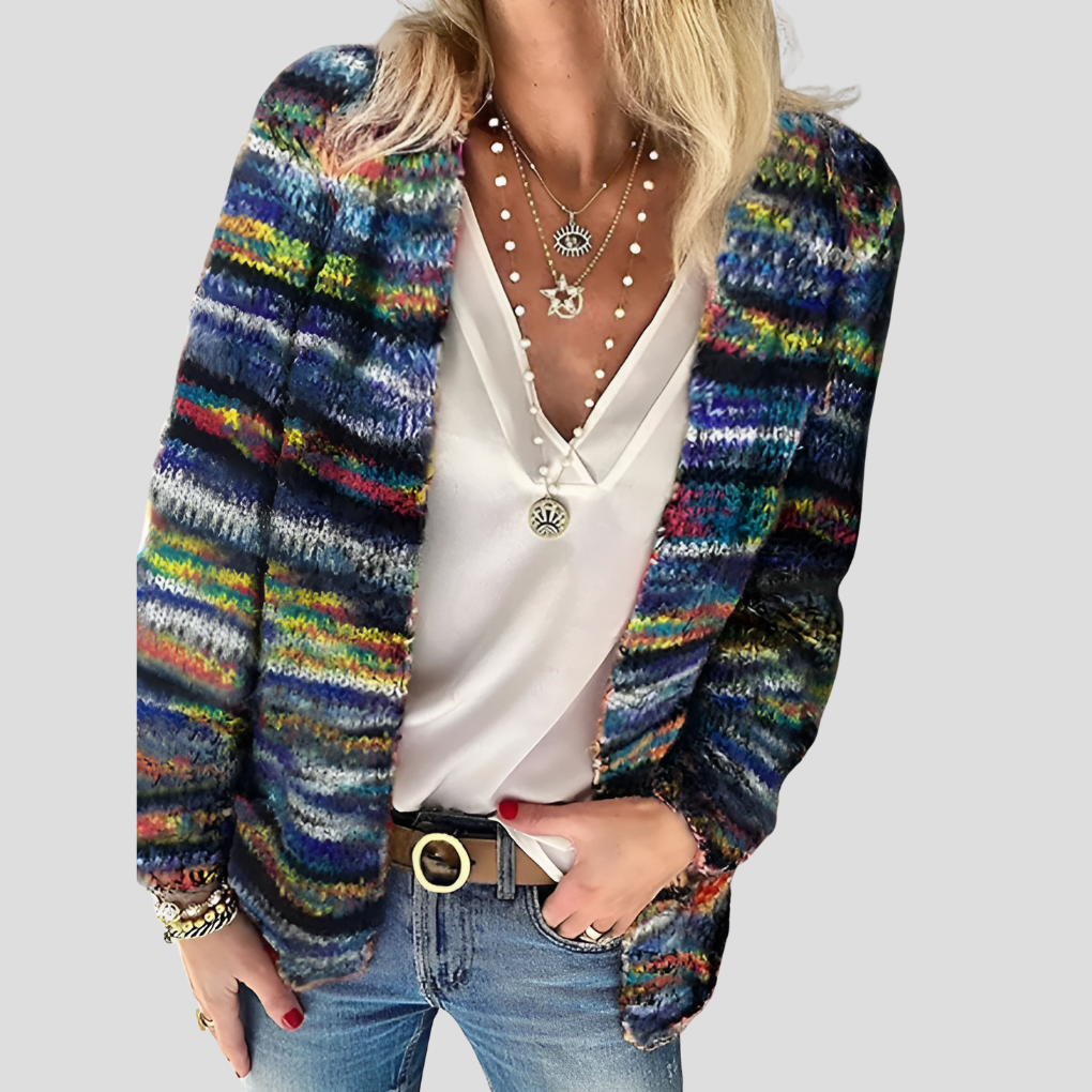 Cardigan colorato lavorato a maglia