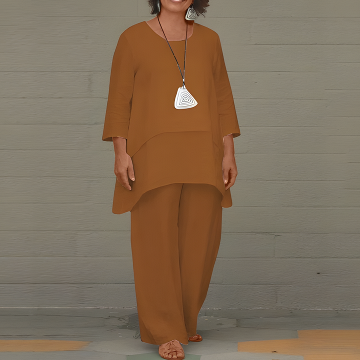 Elegante set da donna in lino a 2 pezzi