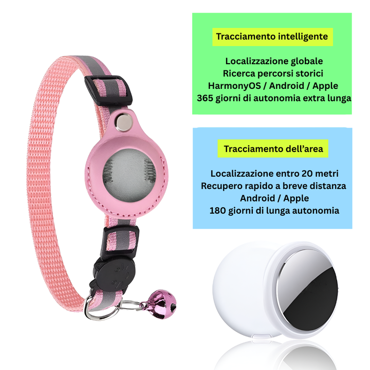 Collare GPS per gatti con design riflettente