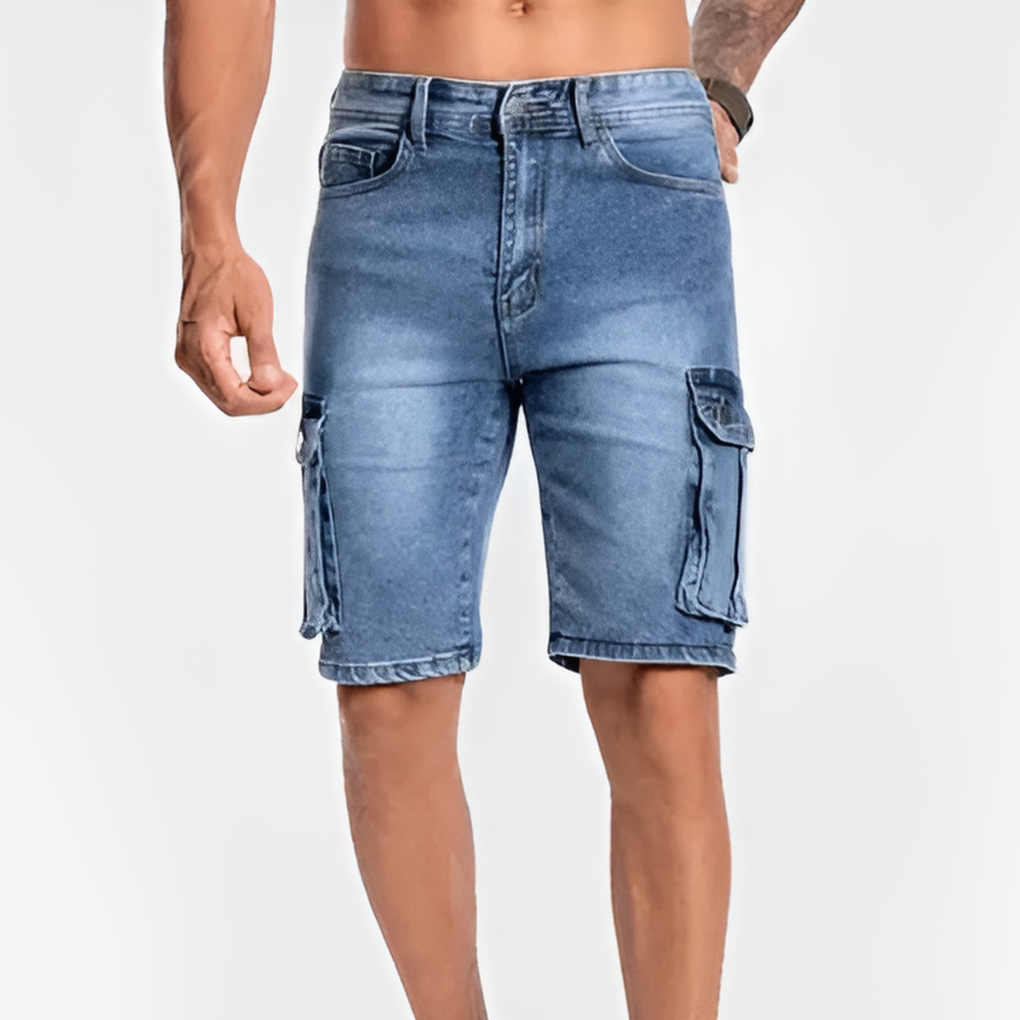 Pantaloncini cargo in denim da uomo