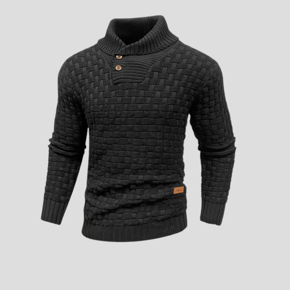 Maglione da uomo con bottoni e collo mezzo