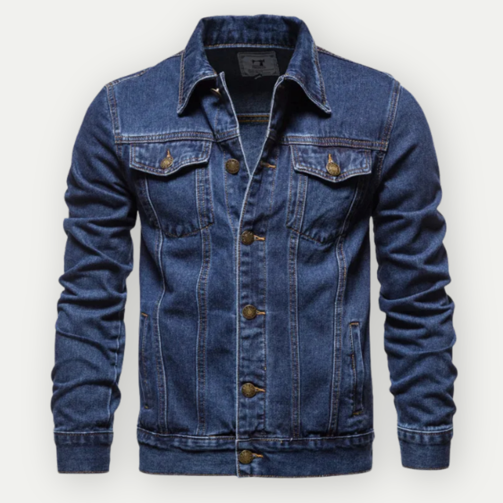 Giacca da camionista in denim da uomo, stile classico, da indossare tutti i giorni
