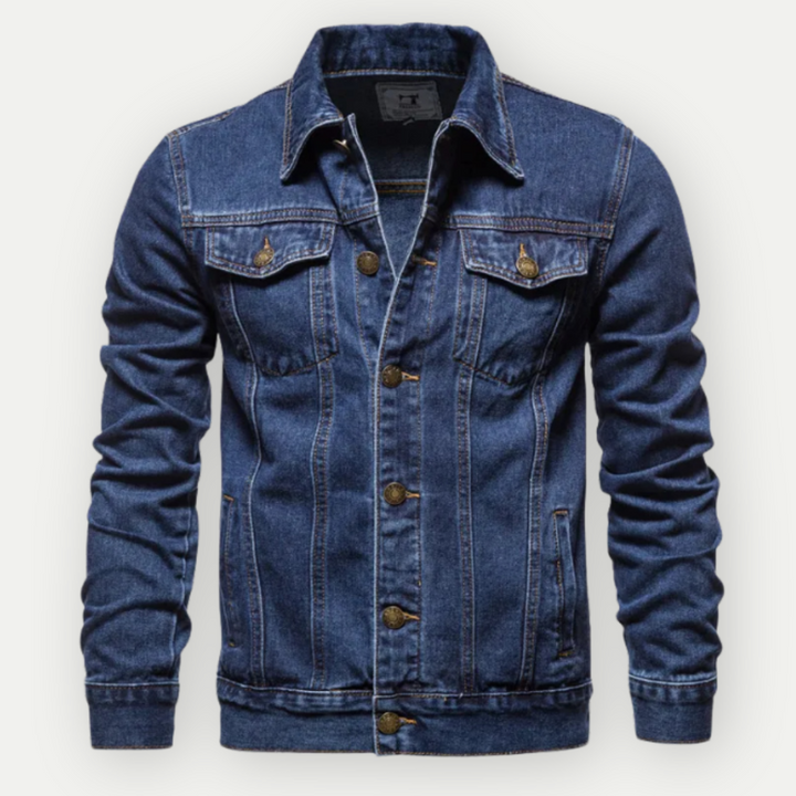 Giacca da camionista in denim da uomo, stile classico, da indossare tutti i giorni