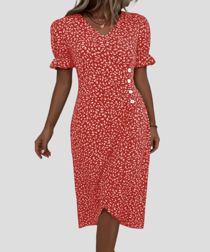 Abito midi elegante a fiori da donna