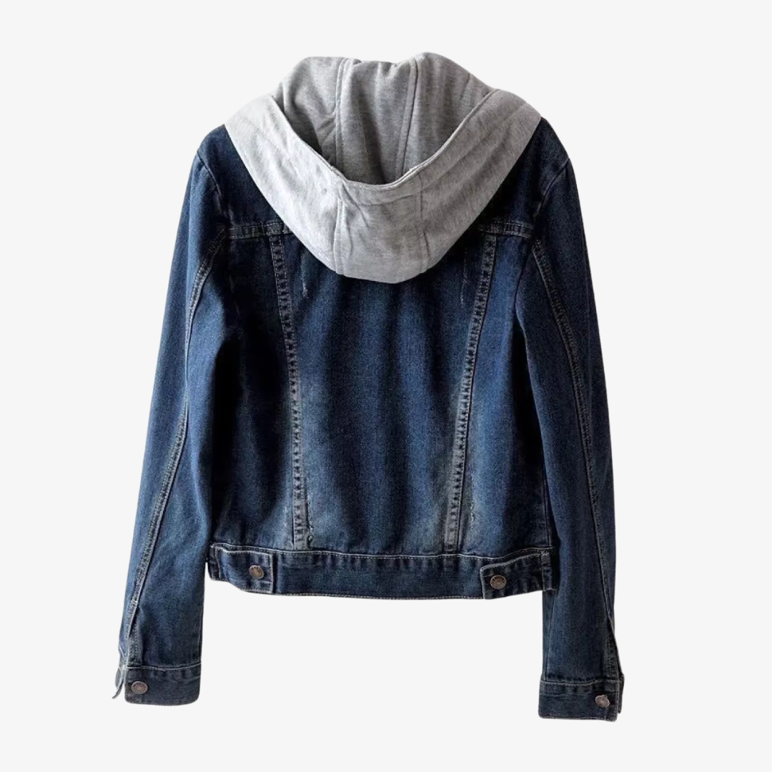Kira - Giacca di Jeans Cropped con Cappuccio Rimovibile