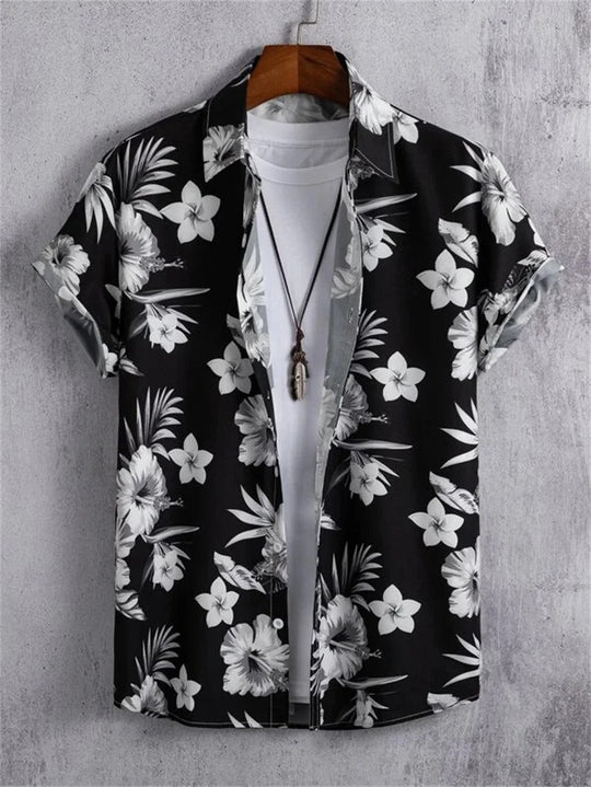 Camicia hawaiana con stampa floreale 3D