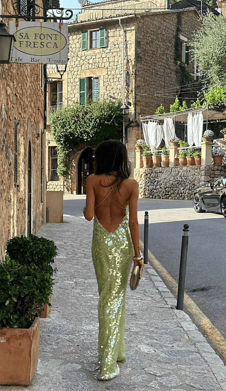 Maxi abito da donna con paillettes