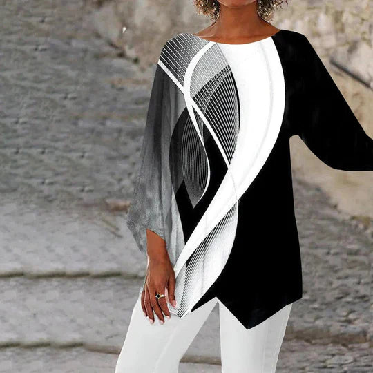 Tunica geometrica moderna con maniche lunghe