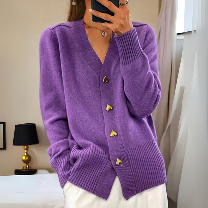 Cardigan caldo in maglia con bottoni