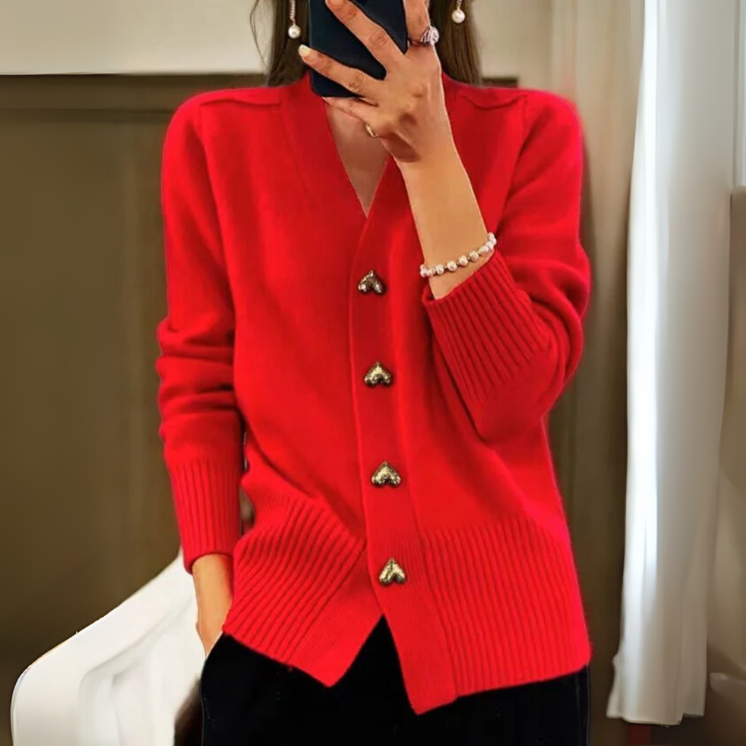 Cardigan caldo in maglia con bottoni