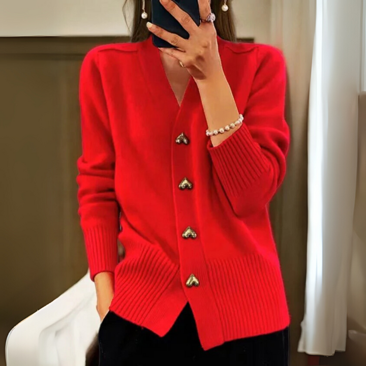Cardigan caldo in maglia con bottoni