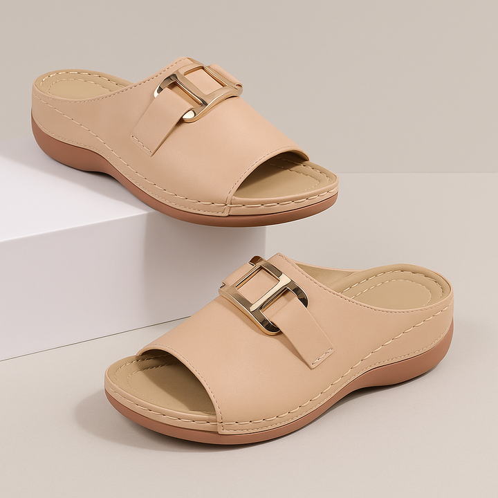 Pantofole estive con zeppa da donna