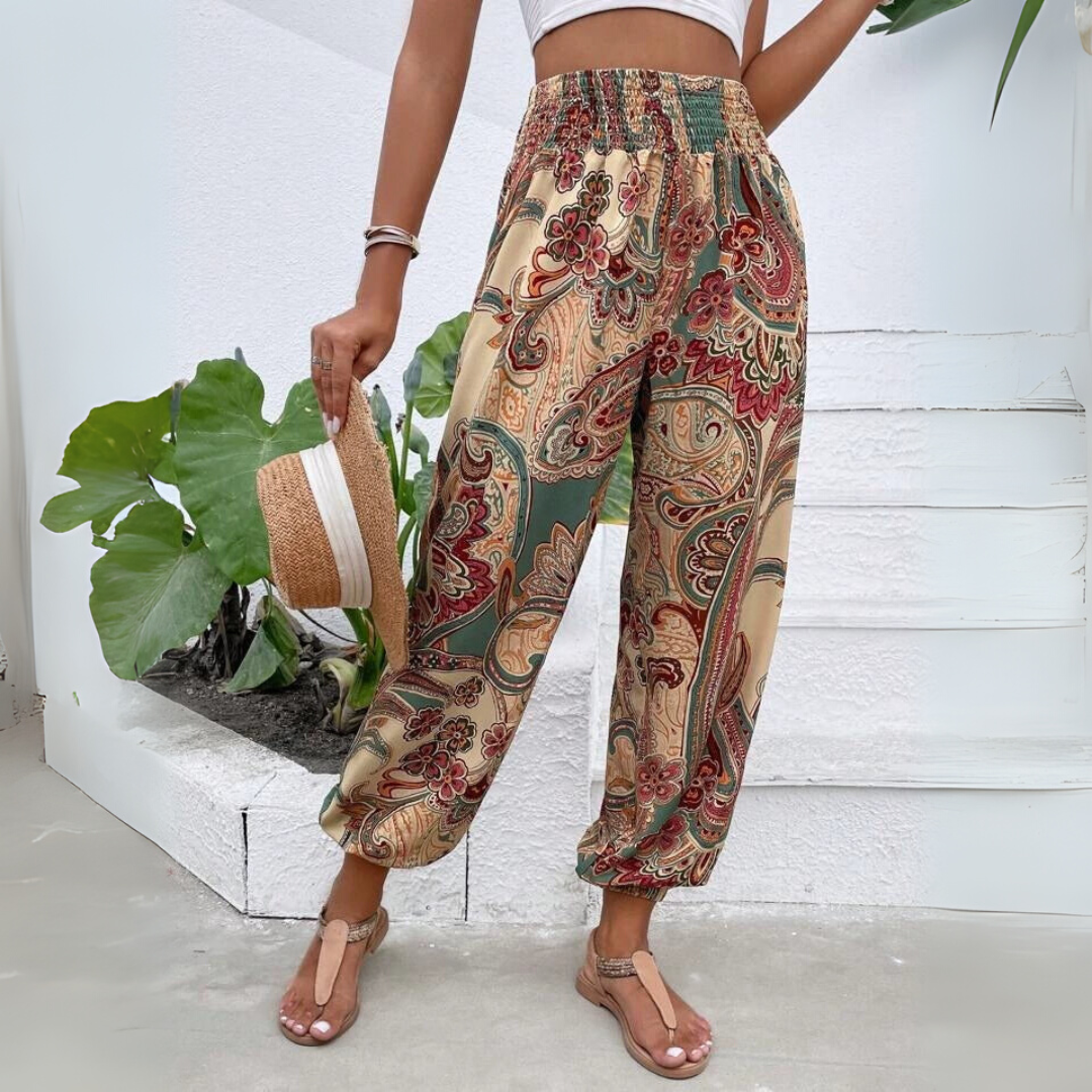 Pantaloni harem larghi con stampa elefante bohémien (pre-vendita)