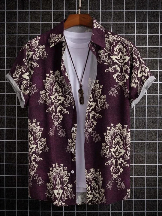 Camicia hawaiana con stampa floreale 3D
