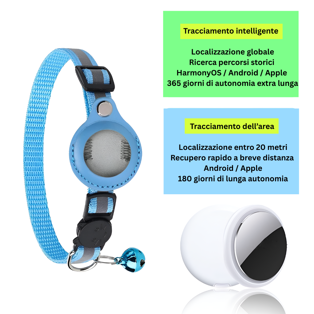 Collare GPS per gatti con design riflettente