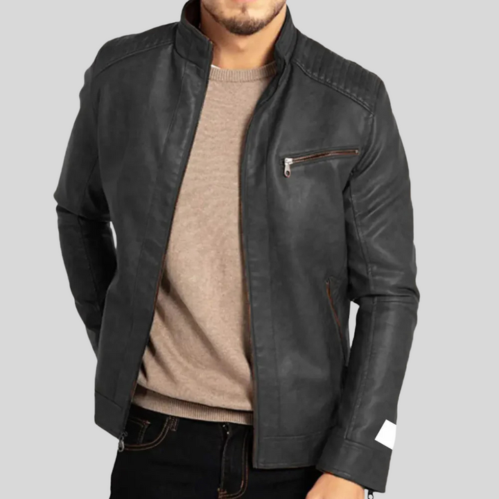 Giacca in pelle antivento da uomo