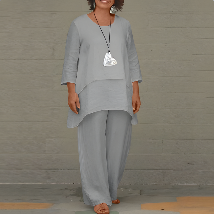 Elegante set da donna in lino a 2 pezzi