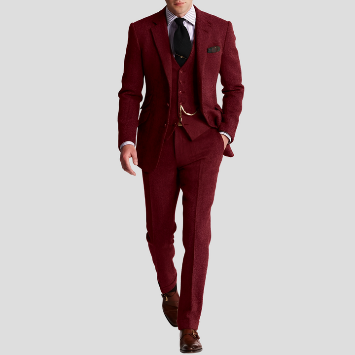 Abito da uomo in tweed classico ed elegante, 3 pezzi