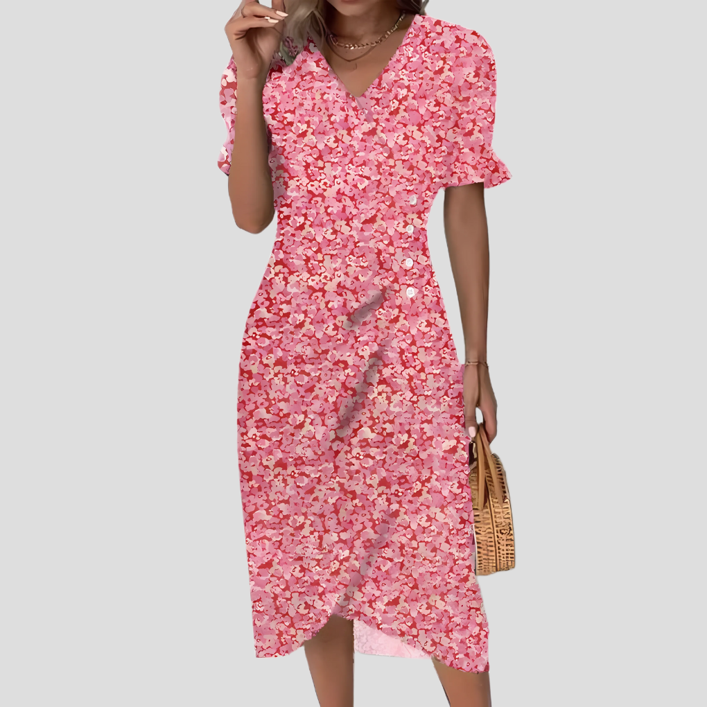 Abito midi elegante a fiori da donna