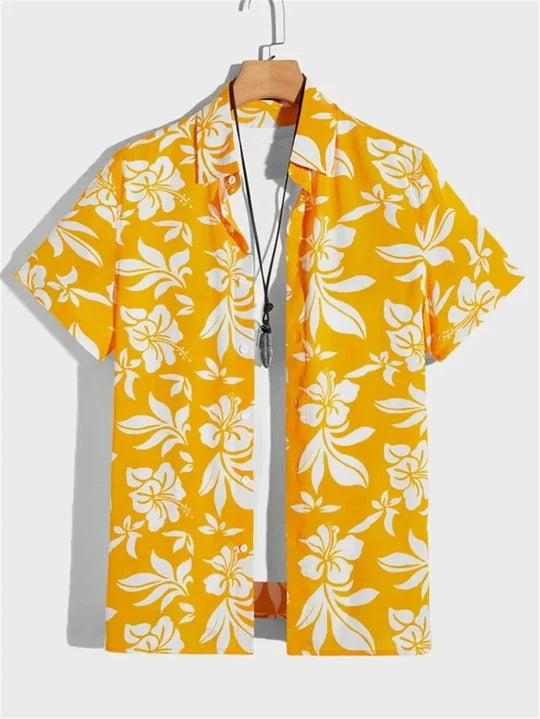 Camicia hawaiana con stampa floreale 3D