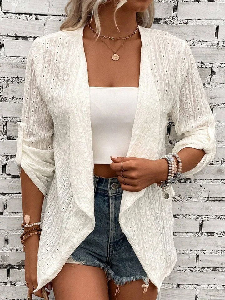 Cardigan da donna con lavorazione all'uncinetto e vestibilità comoda