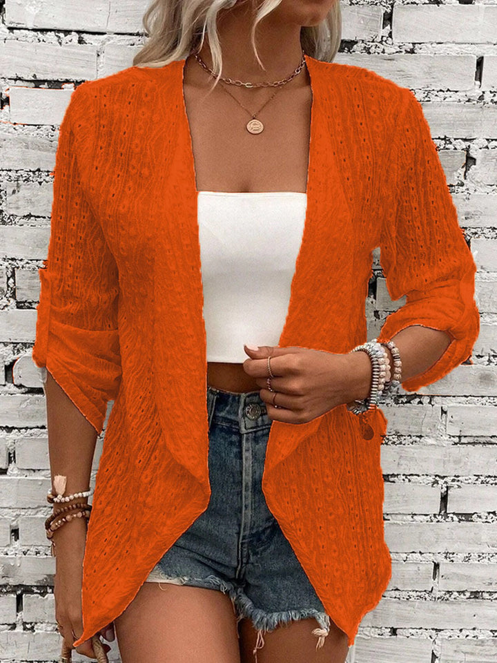 Cardigan da donna con lavorazione all'uncinetto e vestibilità comoda
