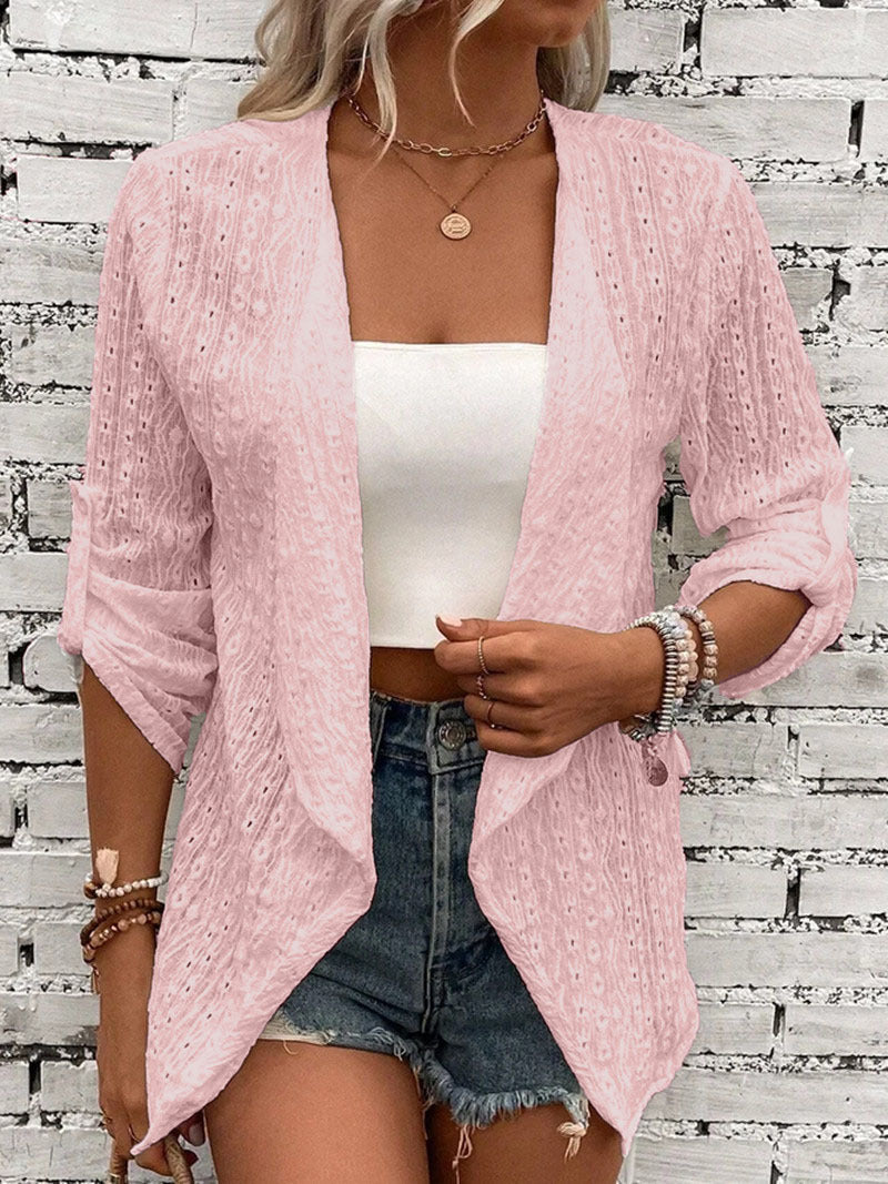 Cardigan da donna con lavorazione all'uncinetto e vestibilità comoda