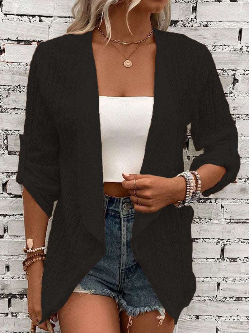 Cardigan da donna con lavorazione all'uncinetto e vestibilità comoda