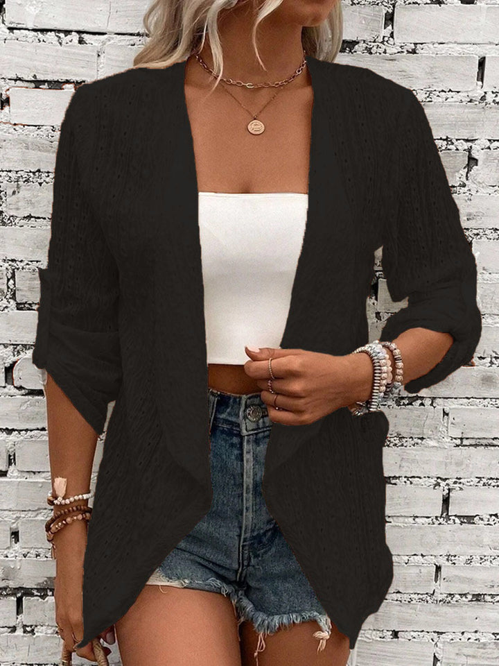 Cardigan da donna con lavorazione all'uncinetto e vestibilità comoda