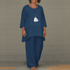 Elegante set da donna in lino a 2 pezzi