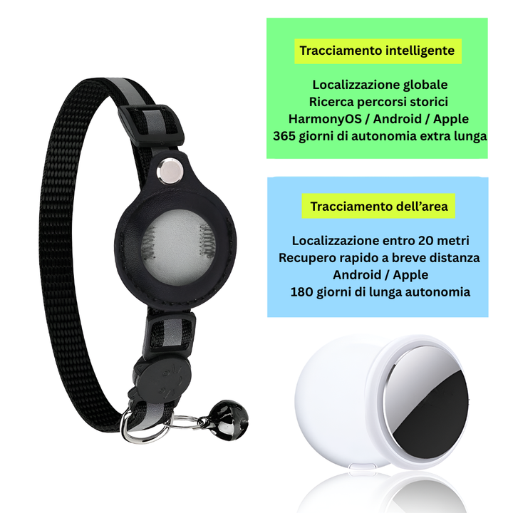 Collare GPS per gatti con design riflettente