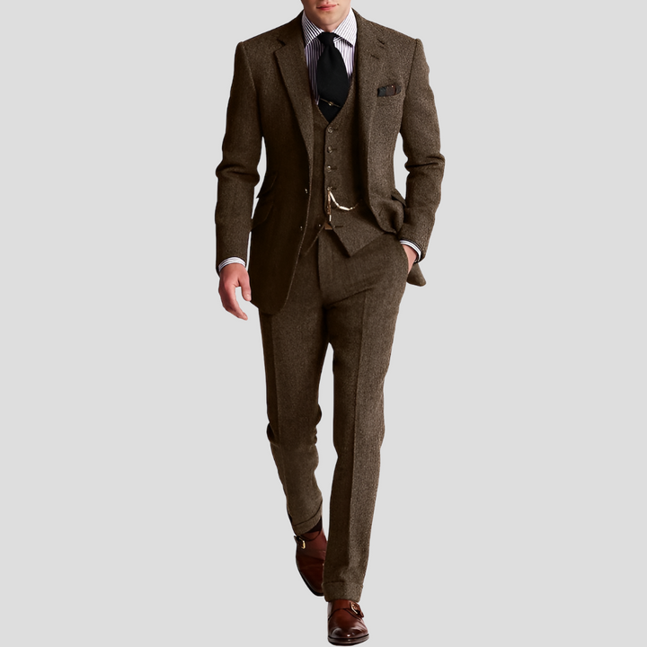 Abito da uomo in tweed classico ed elegante, 3 pezzi