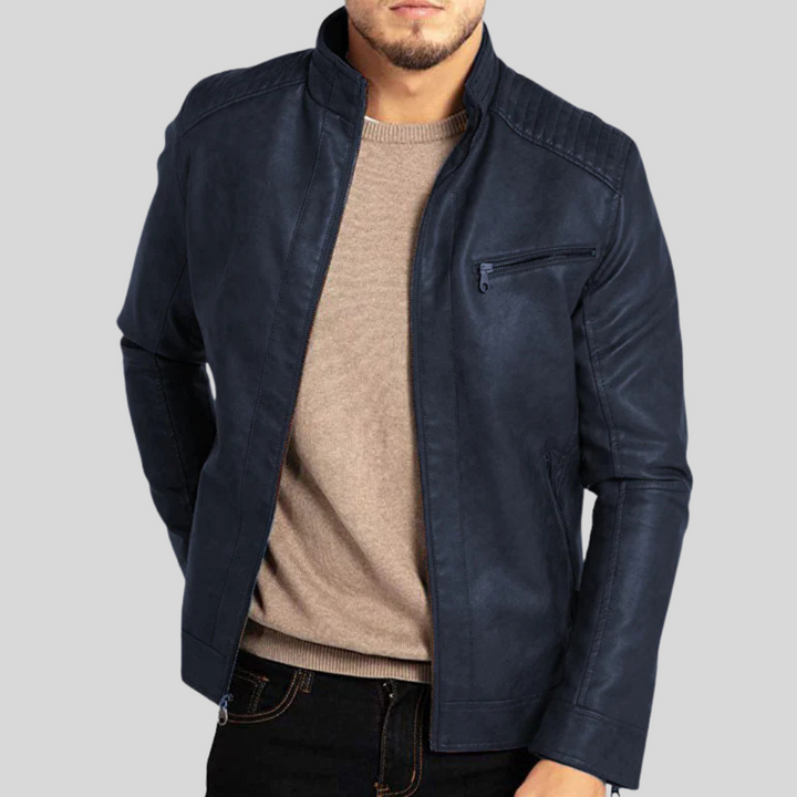 Giacca in pelle antivento da uomo