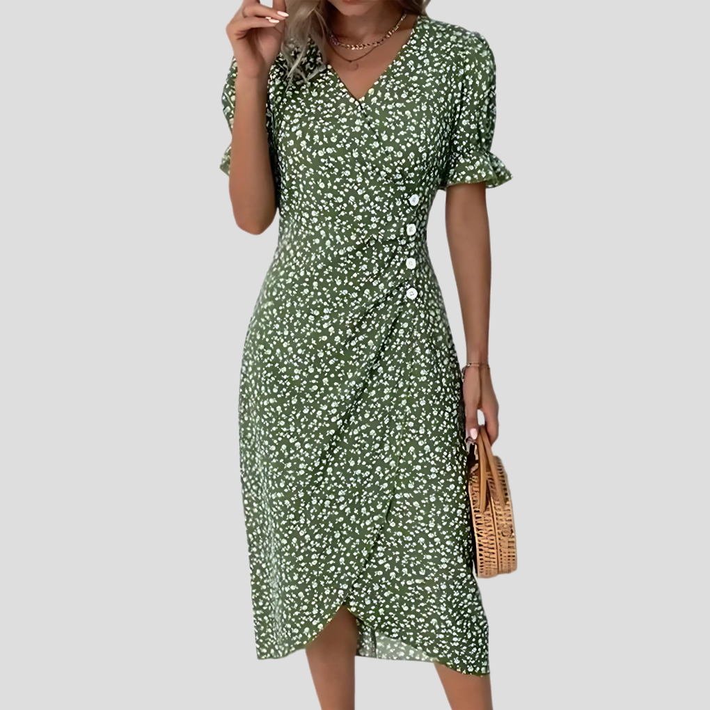 Abito midi elegante a fiori da donna