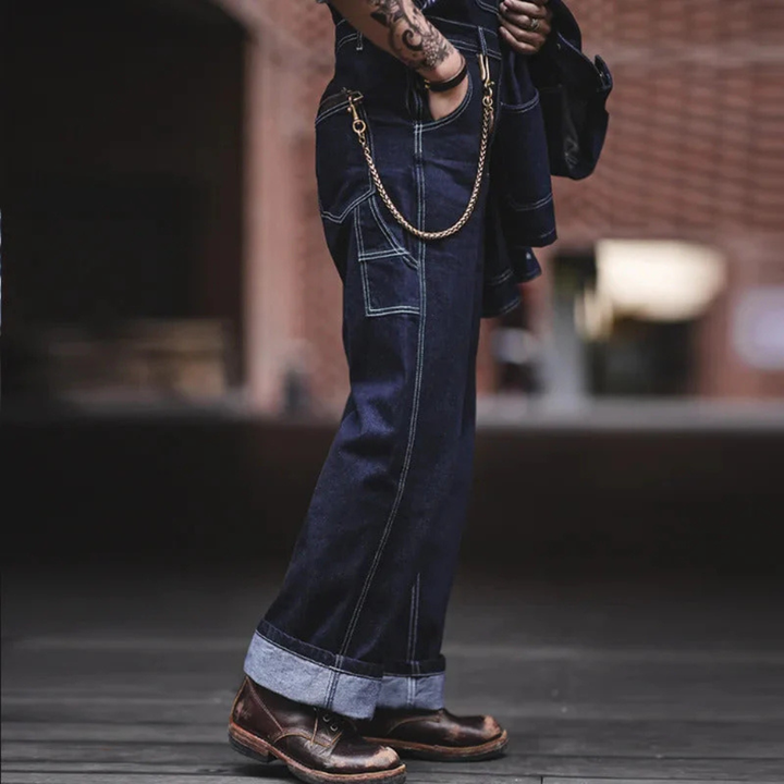 Salopette in denim indaco